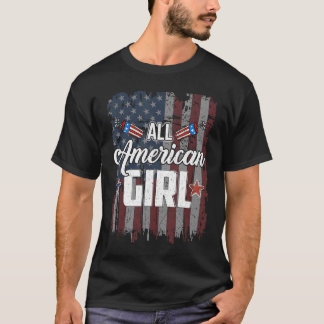 Mens Women All American Girl Us Flag 4th Of July T-Shirt