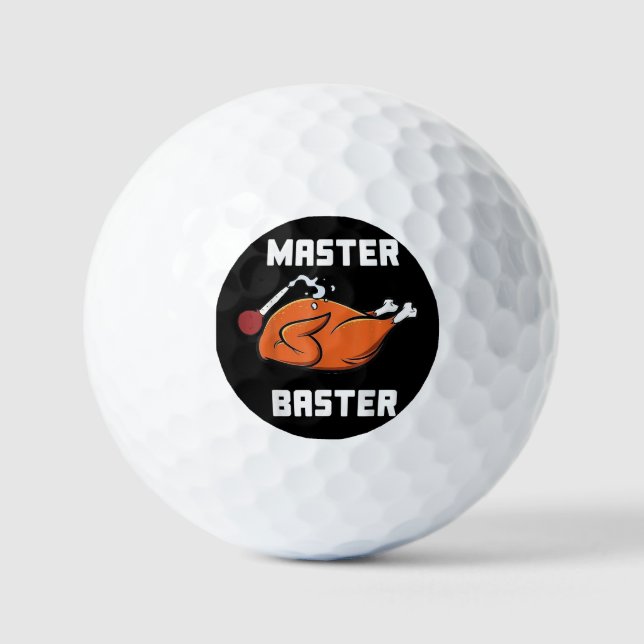 Mens Women Master Baster Funny Turkey Baster Thank Golf Balls (Front)