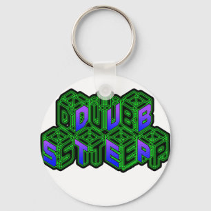Mens Womens 3D Neon Cubes logo DUBSTEP Key Ring
