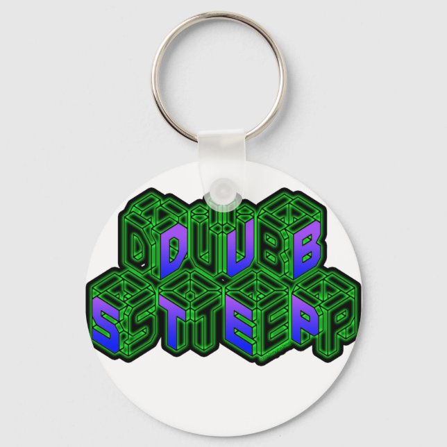 Mens Womens 3D Neon Cubes logo DUBSTEP Key Ring (Front)