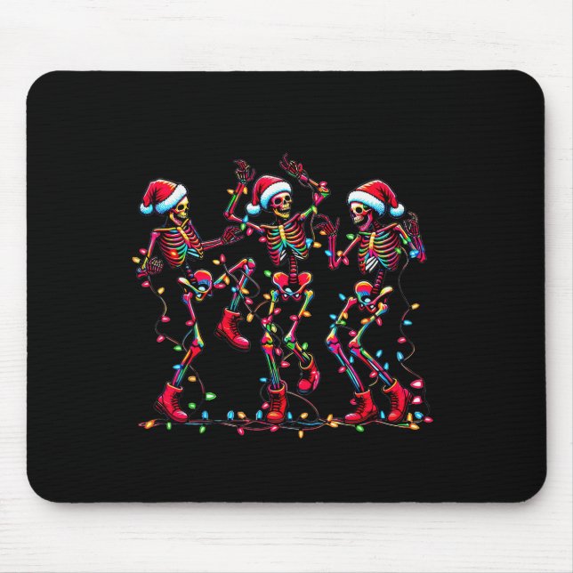 Mens Womens Christmas Skeleton Santa Dancing Light Mouse Mat (Front)