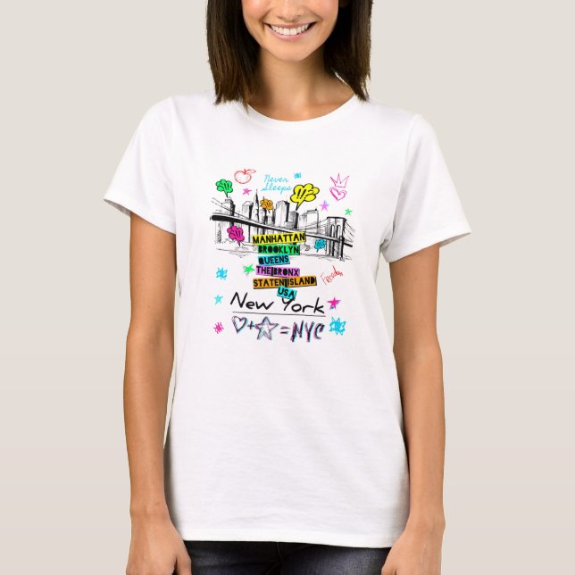 Men's Women's Cool Colourful New York City 5 Avenu T-Shirt (Front)