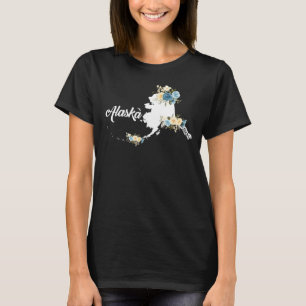 Mens Womens Kids Alaska Home State Map Pride Flowe T-Shirt