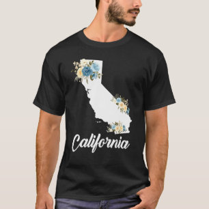 Mens Womens Kids California Home State Map Flowers T-Shirt