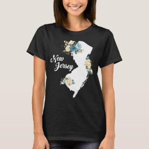 Mens Womens Kids New Jersey Home State Map Flowers T-Shirt