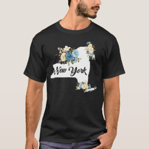 Mens Womens Kids New York Home State Map Pride Flo T-Shirt