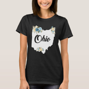 Mens Womens Kids Ohio Home State Map Pride Flowers T-Shirt