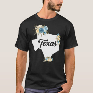 Mens Womens Kids Texas Home State Map Pride Flower T-Shirt