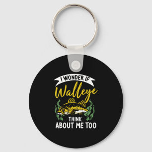 Mens wonder if walleye fisherman sauger angler key ring