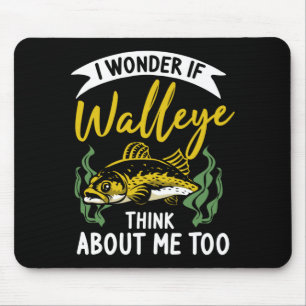 Mens wonder if walleye fisherman sauger angler mouse mat