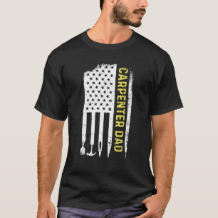 Mens Wood Worker Lumberjack Us Flag Carpenter Dad T-Shirt