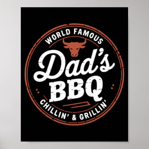 Mens world famous dads backyard chill and grill poster