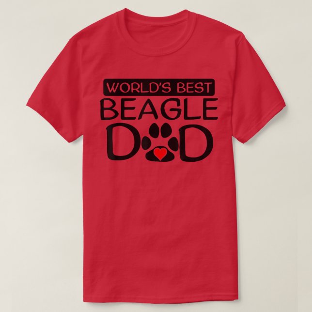 Mens World's Best Beagle Dad Dog Owner Paw Print  T-Shirt (Design Front)