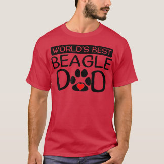 Mens World's Best Beagle Dad Dog Owner Paw Print  T-Shirt