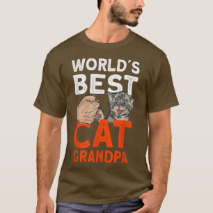 Mens Worlds Best Cat Grandpa Cute Cat T-Shirt