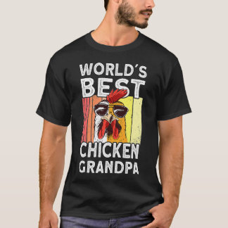 Mens Worlds Best Chicken Grandpa  Farmer Rooster H T-Shirt