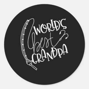 Mens Worlds Best Grandpa Fishing Classic Round Sticker