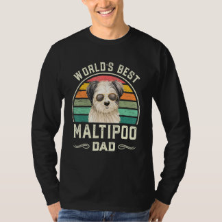 Mens Worlds Best Maltipoo Dad Vintage Dog Dad T-Shirt