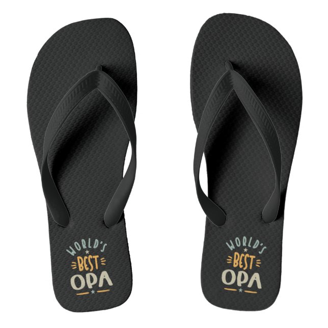 Mens World's Best Opa - Father Grandpa Gift Flip Flops (Footbed)