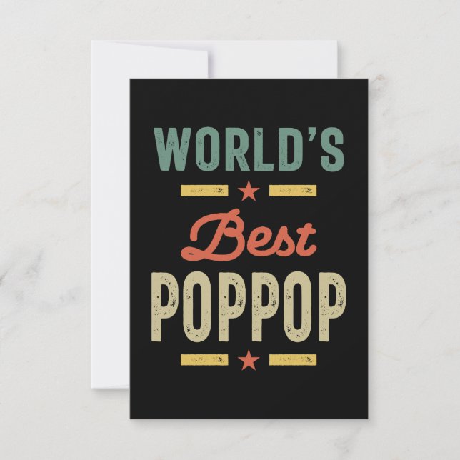 Mens World's Best PopPop Father Grandpa Gift RSVP Card (Front)