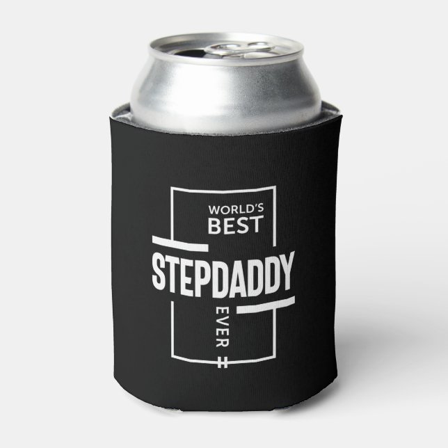 Mens World's Best Stepdaddy Ever Gift Can Cooler (Can Front)