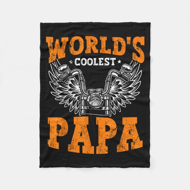 Mens World's Coolest Papa Dad In The World Father' Fleece Blanket (Front)