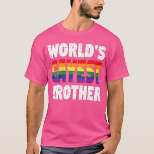 Mens World's Gayest Brother Gay Pride Rainbow Flag T-Shirt