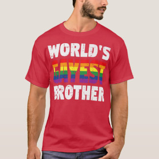 Mens World's Gayest Brother Gay Pride Rainbow Flag T-Shirt