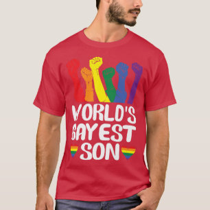 Mens World's Gayest Son Gay Pride Rainbow Flag LGB T-Shirt