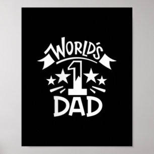 Mens Worlds Number 1 Dad Minimal Emblem Father Day Poster