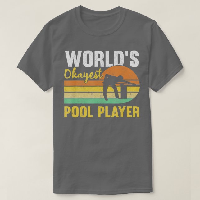 Mens Worlds Okayest Pool Player Retro Funny Billia T-Shirt (Design Front)