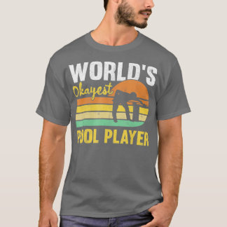 Mens Worlds Okayest Pool Player Retro Funny Billia T-Shirt