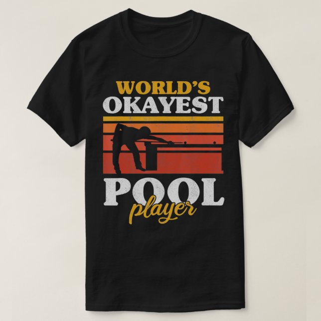 Mens World's Okayest Pool Player Snooker Retro Fun T-Shirt (Design Front)