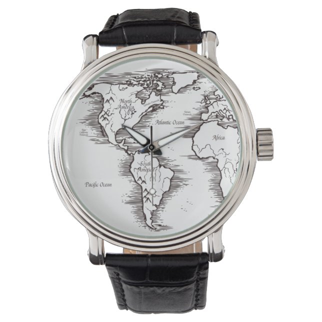 Men's Wrist Watches - Vintage World Map USA (Front)