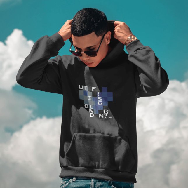 Mens WTF is Going on Pixel Art Graphic Hoodie (Creator Uploaded)