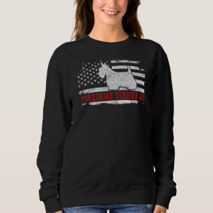 Mens Yorkshire Terrier Dad Distressed American Fla Sweatshirt