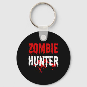 Mens Zombie Hunter Scary Halloween Key Ring
