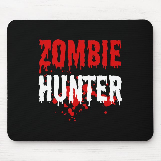 Mens Zombie Hunter Scary Halloween  Mouse Mat (Front)