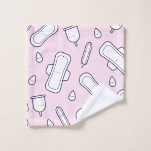 Mensturation Pink White Cute Period Tampon Pattern Bath Towel Set