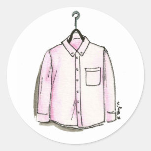 Menswear Fashion Pink Dress Shirt Clothes Wardrobe Classic Round Sticker