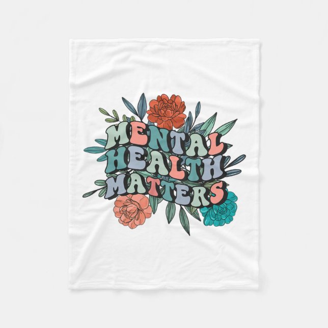 Mental Awareness Mental Health Problems Groovy Flo Fleece Blanket (Front)