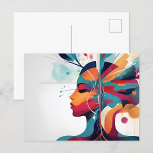 Mental health abstract art postcard