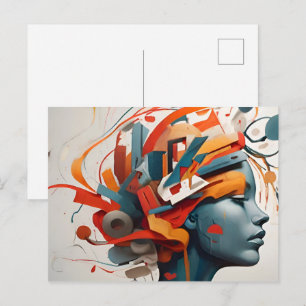 Mental health abstract art postcard