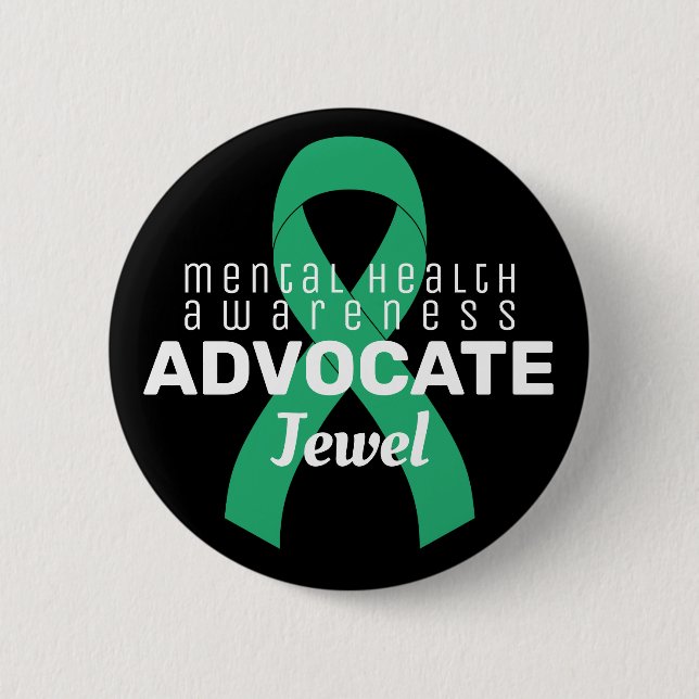 Mental Health Advocate Ribbon Black Button (Front)