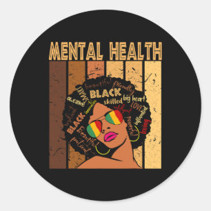 Mental Health Afro African American Black History  Classic Round Sticker