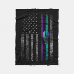 Mental Health American Flag Suicide Awareness 2024 Fleece Blanket