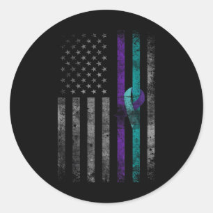 Mental Health American Flag Suicide Awareness  Classic Round Sticker