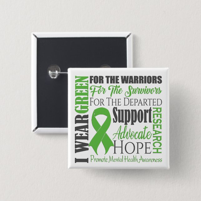 Mental Health Awareness 15 Cm Square Badge (Front & Back)