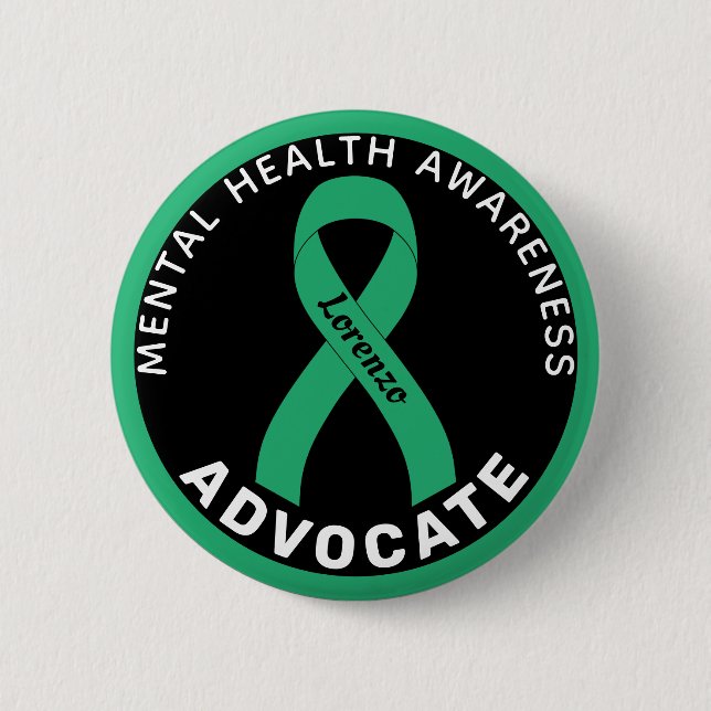 Mental Health Awareness Advocate Black Button (Front)