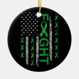Mental Health Awareness American Flag Distresse Ceramic Tree Decoration